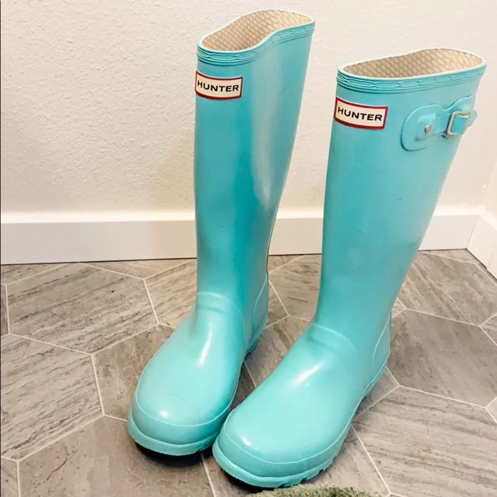✨RARE✨Mint/Tiffany Blue tall Hunter Boots